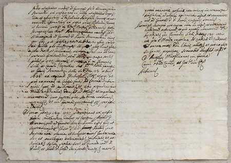 ANTICO MANOSCRITTO SETTECENTESCO in inchiostro di galla su carta vergata, cm...