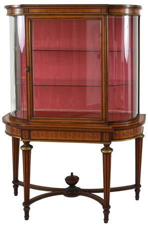 Vetrina in legni di varie essenze con intarsi cm 162x44x106 prima metΰ XIX...