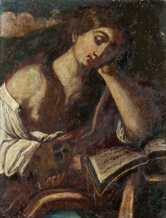 PITTORE ANONIMO DEL '600 "Sibilla" 42x33 olio su tela Opera rintelata Restauri