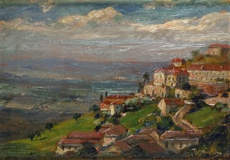 RAVA GIOVANNI Alba (CN) 1874 - 1944 "Diano d'Alba" 1892 16x23 olio su...