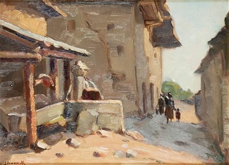 ALBANO MARIO Torino 1896 - 1968 "Strada in Val di Susa" 28x37,5 olio su...
