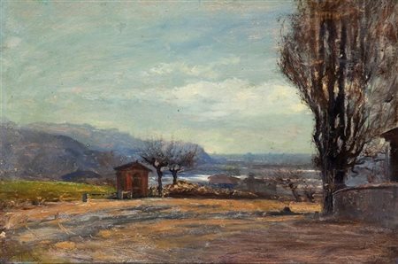 SACERDOTE ANSELMO Torino 1868 - 1926 "Presso San Mauro" 28x40 olio su tavola...