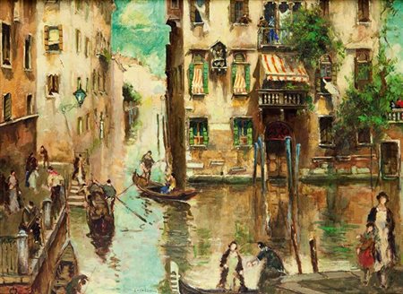 CAVALLINI ATTILIO Adria (RO) 1888 - 1948 Como "Venezia" 60x80 olio su tela...