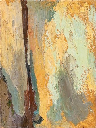 PITTORE ANONIMO "Spiaggia al tramonto" 23x30 olio su cartoncino