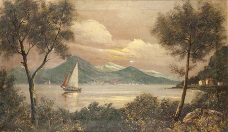 MARKO' HENRY Firenze 1855 - 1921 Lavagna (GE) "Paesaggio" 35x57 olio su tela...
