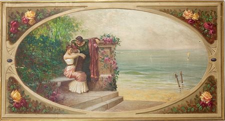 CLARA LUIGI Torino 1870ca - 1925 Genova Nervi "Chiacchiere in riva al mare"...