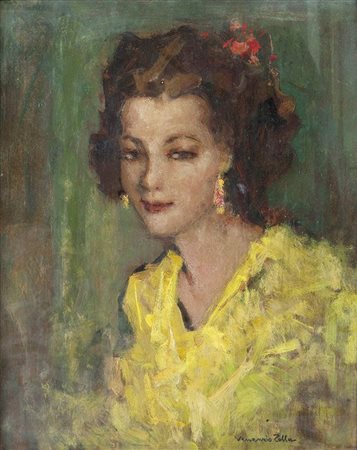 ZOLLA VENANZIO GB 1880 - 1961 Torino "Ritratto di fanciulla" 40x30 olio su...