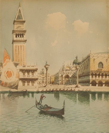 GEMMI G. "Canale veneziano" 35x29 acquerello su carta Opera firmata in basso...