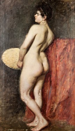 SACCAGGI CESARE Tortona (AL) 1868 - 1934 "Nudo femminile" 85x50 olio su tela...