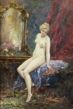 ZIVERI UMBERTO Milano 1891 - 1971 "Nudo" 50x35 olio su tela Opera firmata in...