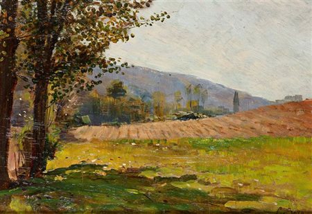 CROVA DI VAGLIO CLEMENTE Torino 1850 - 1921 "Paesaggio" 21,5x30 olio su...