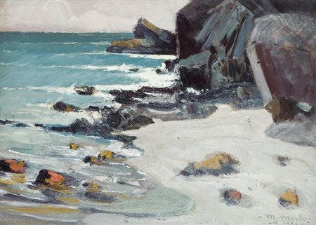 MERLO METELLO Milano 1886 - 1964 Torino "Scogli-Noli" agosto 1936 25x35 olio...