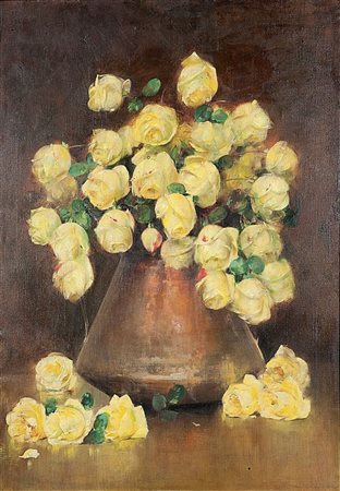 SERRALUNGA LUIGI Torino 1880 - 1940 "Rose bianche" 1922 100x70 olio su tela...