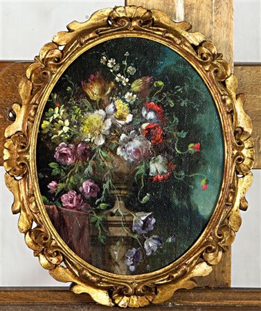 BOSSO FRANCESCO Vercelli 1864 - 1933 Torino "Fiori" 20x16 (ovale), olio su...