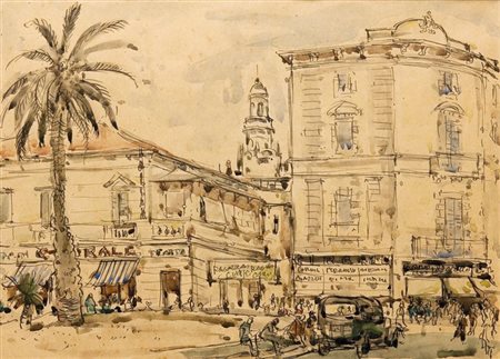 DEABATE TEONESTO Torino 1898 - 1981 "Sanremo" 25x34,5 china acquerellata su...