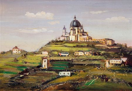 GAZZERA ROMANO Ciriè (TO) 1908 - 1985 "Superga" 1951 24x33 olio su cartone...