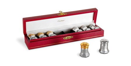 CARTIER Lotto composto da quattro salini e quattro pepini con coperchio...