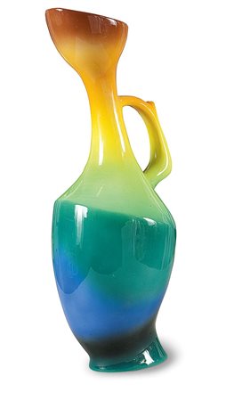 CERAMICA LENCI Mario Sturani Vaso panciuto con manico in ceramica policroma...