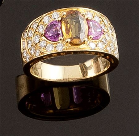 REPOSSI Anello in oro giallo, a fascia, firmato "Repossi", con pavè di...