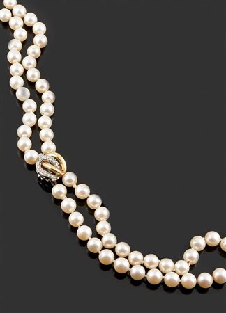 COLLANA DI PERLE Collana composta da un doppio filo di perle dal diam di mm...