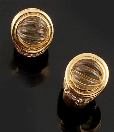 COPPIA DI ORECCHINI Coppia di orecchini in oro giallo con due quarzi citrini...