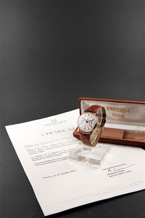 UNIVERSAL Cronografo monopulsante a due contatori, anni '30 Diam 34 Cassa in...