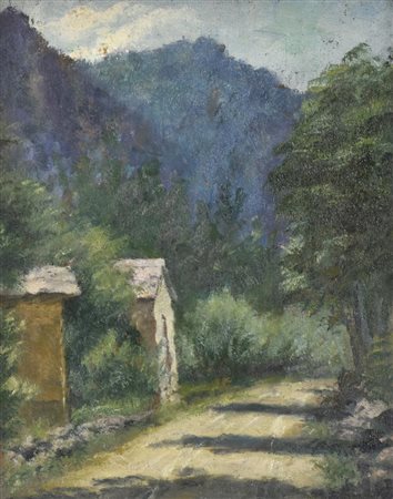 Enrico Allimandi USSEGLIO olio su tavola, cm 35x27,5 sul retro: titolo e data...