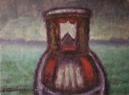 Enrico Allimandi LA GONDOLA olio su cartone calandrato, cm 30x40 sul fronte:...