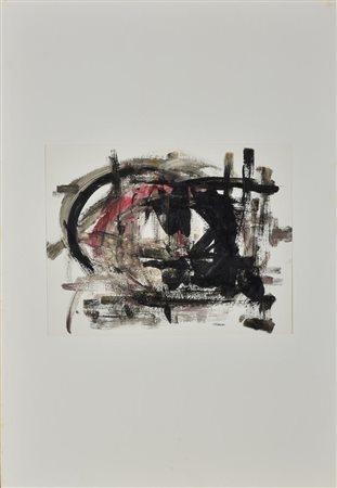 Ezio Gribaudo COMPOSIZIONE tecnica mista su carta, cm 26x33 sul fronte: firma