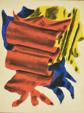 Albino Galvano COMPOSIZIONE olio su cartone telato, cm 24x18 sul retro: firma...