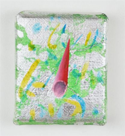 Mario De Leo COMPOSIZIONE tecnica mista su tela, cm 7x6 sul retro: firmato...