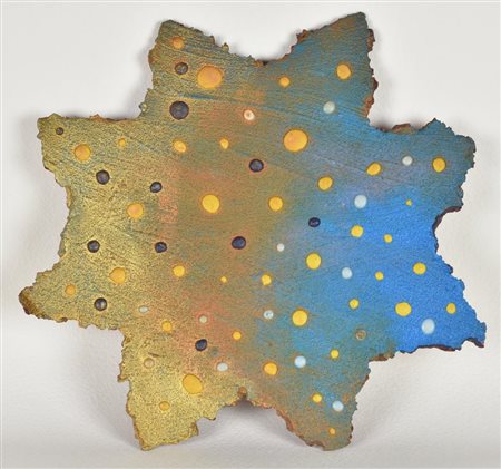 Renzo Nucara STAR tecnica mista su plastica, diam cm 40 sul retro: firma,...