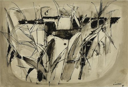 Enrico Paulucci GIUNCHI E STERPI acquarello e china su carta, cm 28,5x40,5...