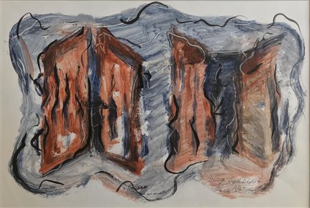 Andrea Raccagni COMPOSIZIONE gouache e tempera su cartoncino, cm 22x33...