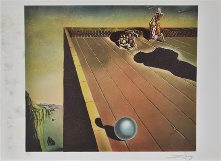 Salvador Dalì LA BOULE MYSTERIEUSE litografia su carta, cm 55x75 esemplare...