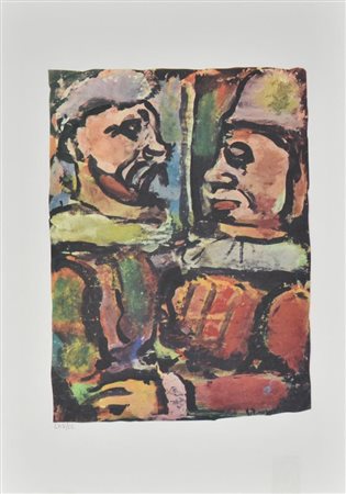 Georges Rouault FIGURE DEL CIRCO, 1943 litografia su carta, cm 48x34...