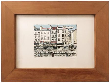 Orfeo Tamburi CASE DI PARIGI litografia su carta, cm 35x50; es. 37/99 firmato...