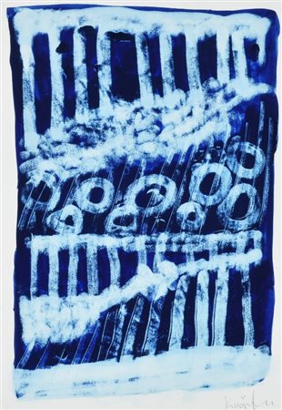 Claudio Knopfli SENZA TITOLO tecnica mista su carta, cm 35x25 sul fronte: firma