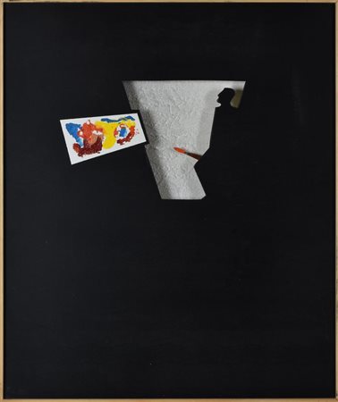 Valerio Garbiero PENNELLO tecnica mista su compensato con meccanismo di...