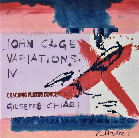 Giuseppe Chiari JOHN CAGE VARIATIONS IV tecnica mista e collage su tavola, cm...