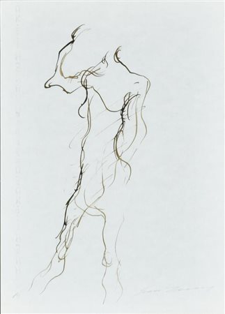 Ernesto Treccani NUDO N. 15 china su carta, cm 30x21 sul fronte: firma