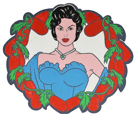 Marco Lodola SOPHIA LOREN tempera su polistirolo, cm 80x10x3 firma e data...