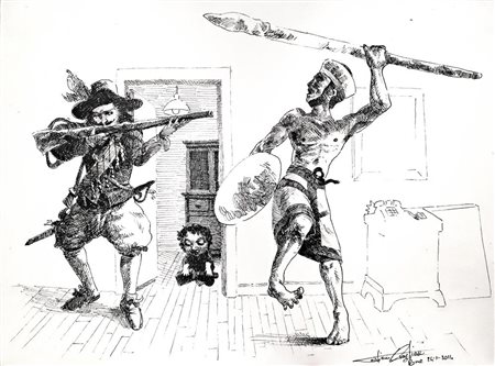 Cristiano Quagliozzi COMPOSIZIONE inchiostro su carta, cm 24x32 firmato e...