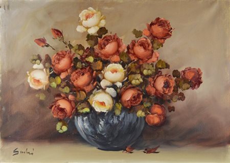 Ignoto NATURA MORTA acrilico su tela, cm 50x70 firma