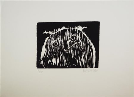 Isa Pizzoni LOTTO DI 6 INCISIONI I) Civetta. 1980. Xilografia. mm 170x224....