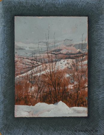 Giuseppe Banchieri NEVE A BERCETO olio su tavola, cm 20x15 firma e data sul...