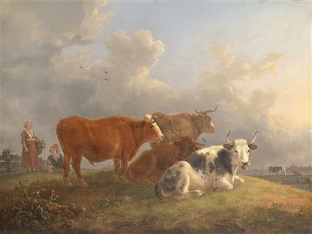 Jean Baptiste De Roy "Paesaggio con mucche" 1809
olio su tavola (cm 42x54,5)
Fir