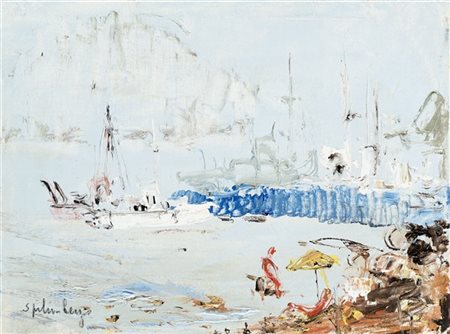 Adriano di Spilimbergo "Lido di Venezia" 
olio su tela (cm 18x24)
Firmato in bas