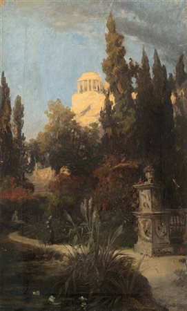 Bartolomeo Gianelli "La passeggiata" 
olio su tela (cm 42,5x25)
Reca firma non c