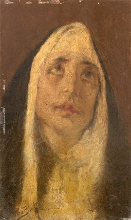 Mosè Bianchi "La monaca" 
olio su tavola (cm 23x14)
Firmato in basso a sinistra